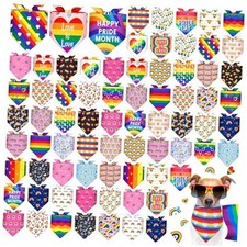 72 Pcs Rainbow Day Dog Bandanas Bulk Pride Bandanas Adjustable Washable Pet 