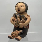 Vintage Jemez Pueblo Storyteller Figurine Mother with 4 Children Clay Pottery