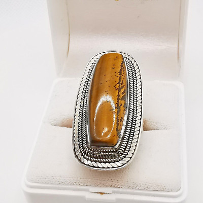 Art Deco Tigerauge Damenring  925 Silber Gr. 56