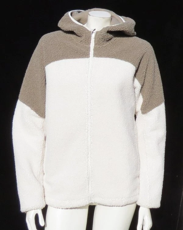 $48 ALL IN MOTION US Men’s S Ivory Hooded Full Zip Cozy Sherpa Fleece Jacket Top
