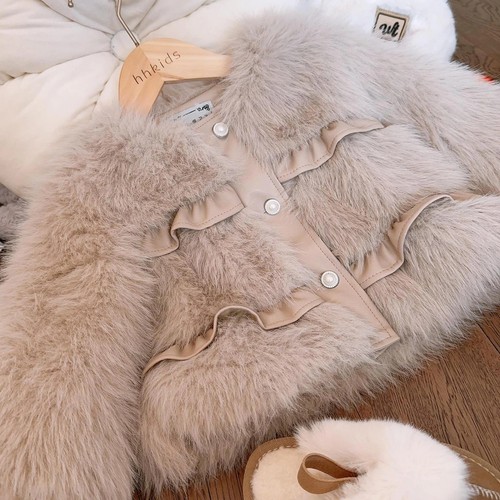 New Girl Faux Fur Loose Coat Autumn Winter Thick Round Collar Warm Outerwear - Picture 2 of 10