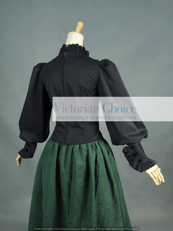 Черная викторианская готическая женская винтажная блузка рубашка стимпанк косплей топ B187 - Изображение 2 из 2