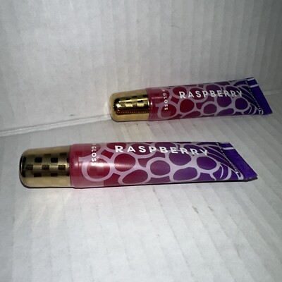 2 Pack Bath & Body Works RASPBERRY Lip Gloss Shine 14 ml/0.47 ml. sealed