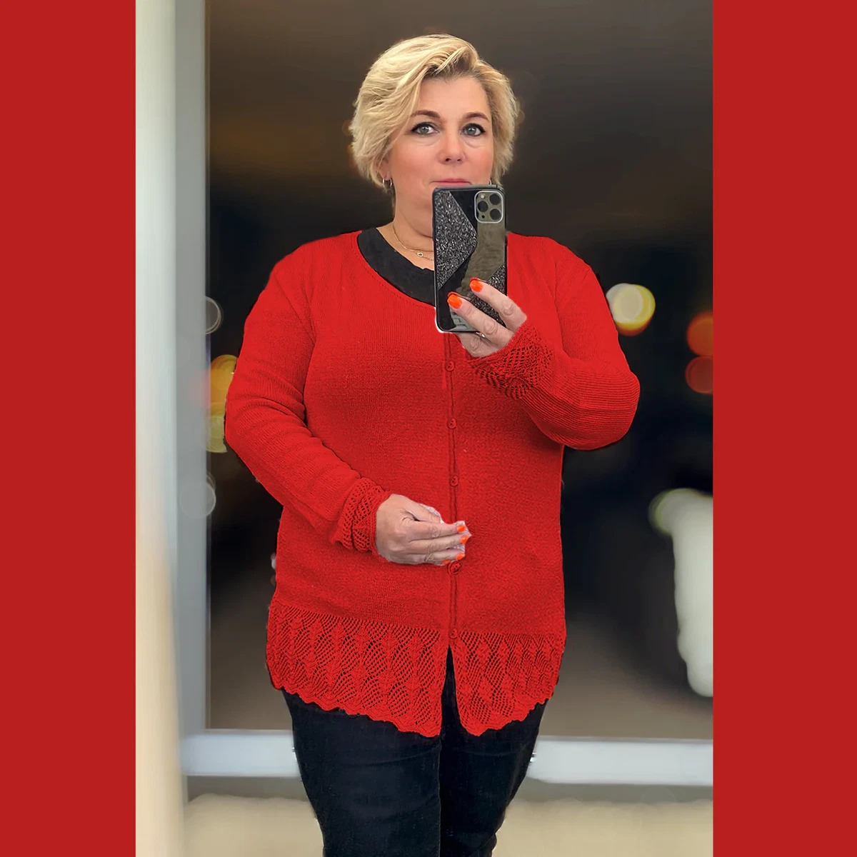 Lace hem shop cardigan