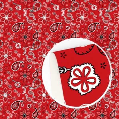 Red Bandana print FAUX LEATHER SHEET 8'' x 12'' 1131338 Farm ORDINARY TEXTURE