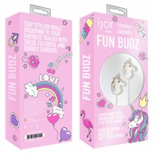 iJoy Unicorn Fun Budz Kids Unisex Rainbow Music Audio Headphones Ear Buds NEW