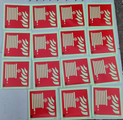IMO Safety Label Sign Reflective Radium Fire Hose Symbol  15 Pc Lot