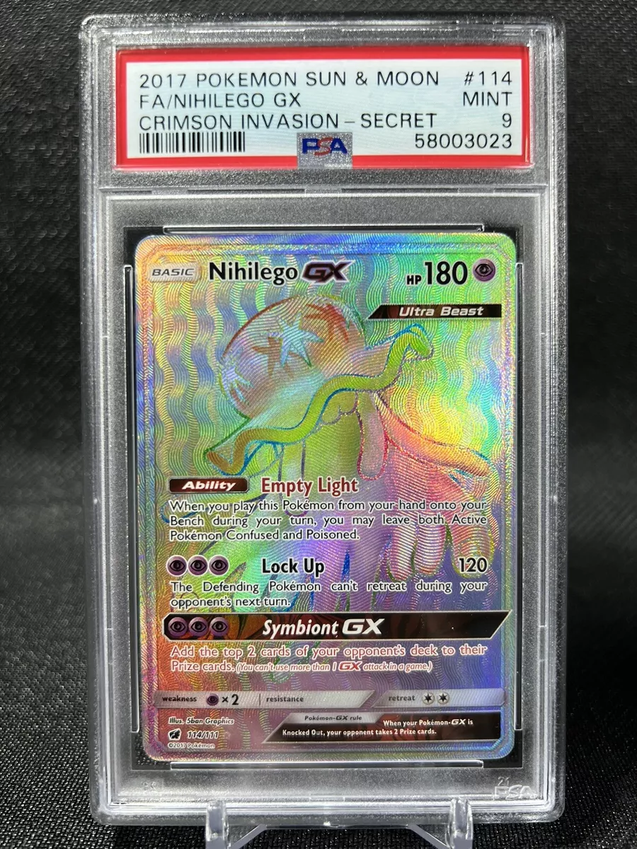 2019 Hidden Fates #SV62 Nihilego GX - Full Art Holo (CGC 9 MINT