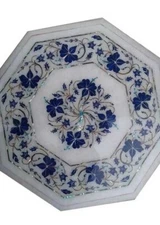 15" Marble corner Table Top Inlay Pietra dura lapis stones Floral art Home Decor