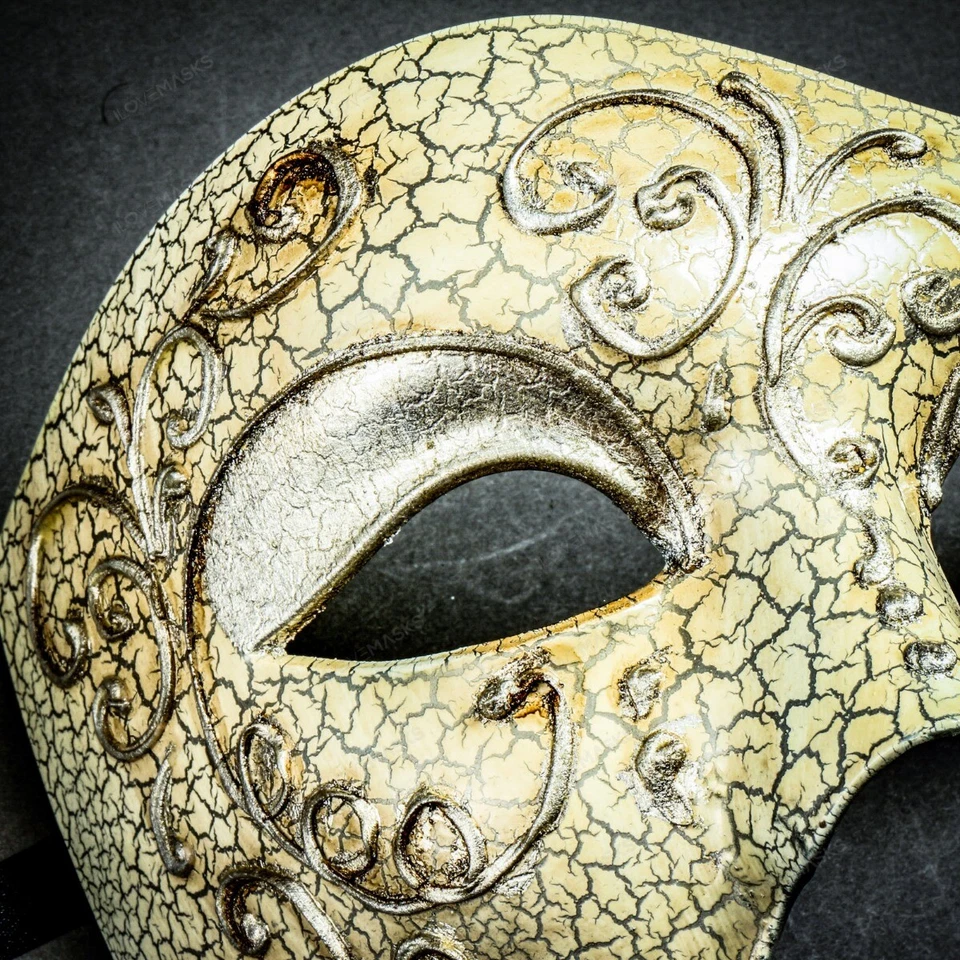 Half Face Phantom Of The Opera Venetian Silver Masquerade Costume Party Mask - Image 4 of 4