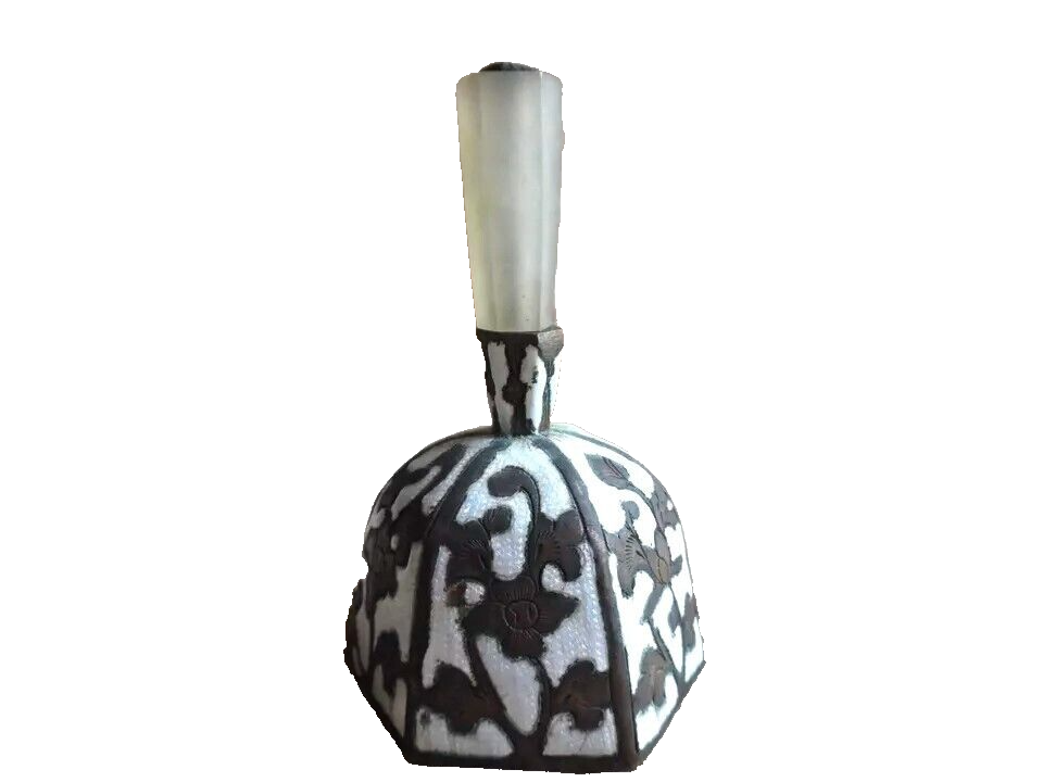 Antique Chinese Enamel Bell – Stone Handle, Reversed‑N CHINA Mark
