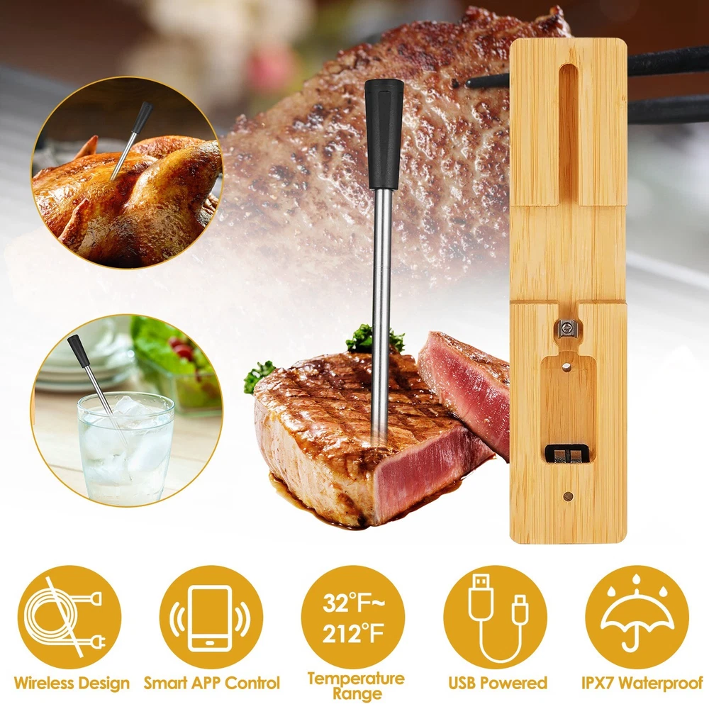 Meat Thermometer -Range Wireless Food Thermometer, Temp Monitor w/ Dual Probes