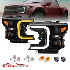 SwitchBack LED Black Projector Headlights Set for 2018-2020 Ford F-150 XL XLT