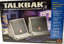 Vintage Lucent Talkbak 3 Stereo Speakers w/ Advanced Full-Duplex Capability 1997