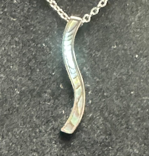 Vintage Abalone Silver Abstract Necklace 18" - Picture 3 of 3