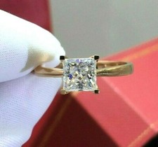 3 CT Princess Cut VVS1 Moissanite Engagement Ring 14k yellow Gold Plated