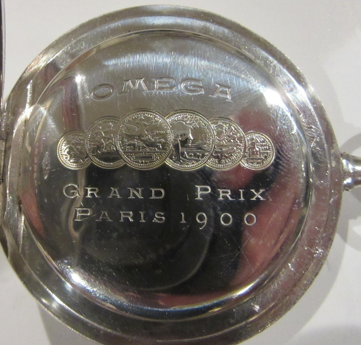 Omega 52 MM Pocket Watch Paris Grand Prix 1900 Coin Silver Hunter