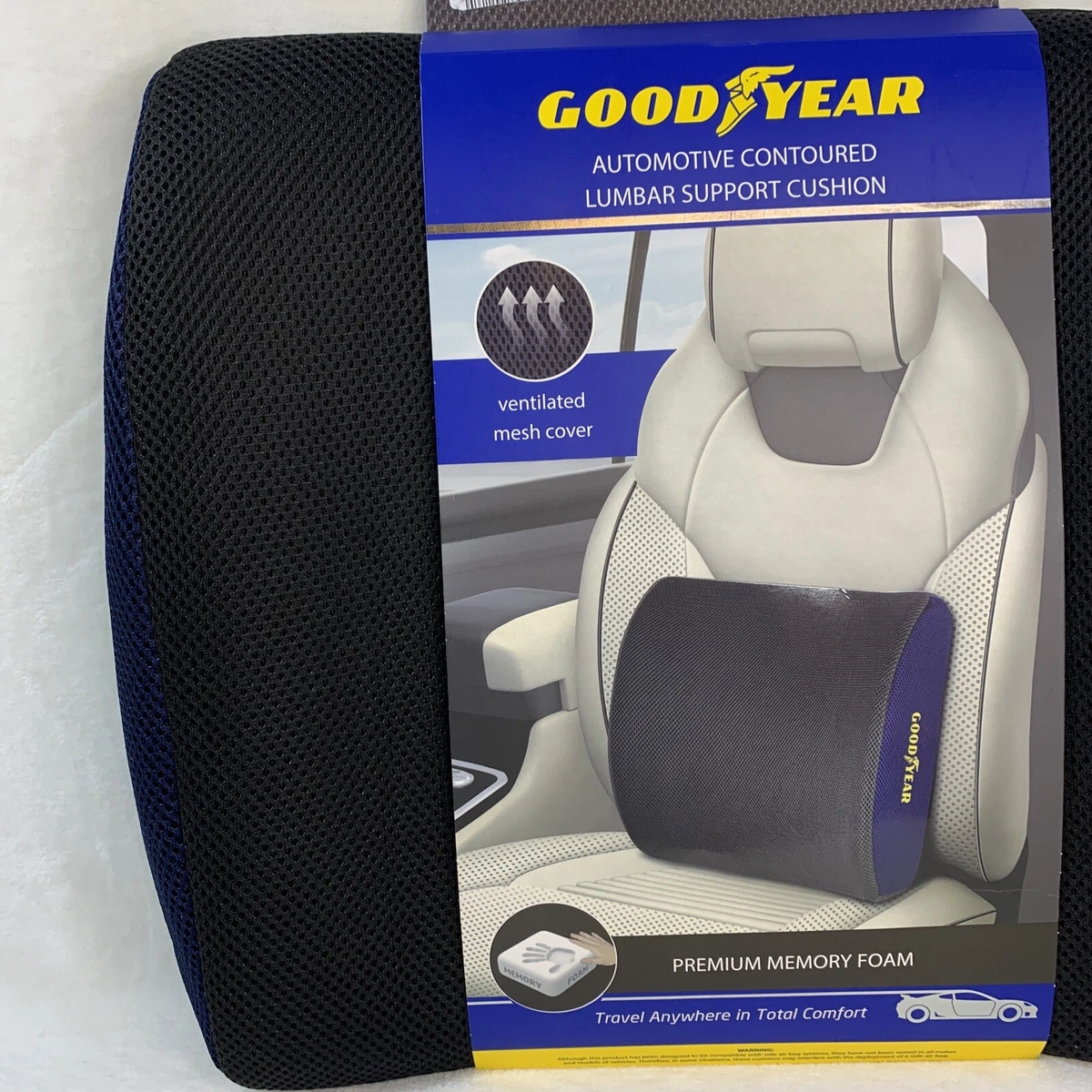 Goodyear Memory Foam Lumbar Pillow Cushion Office Chair Car Seat