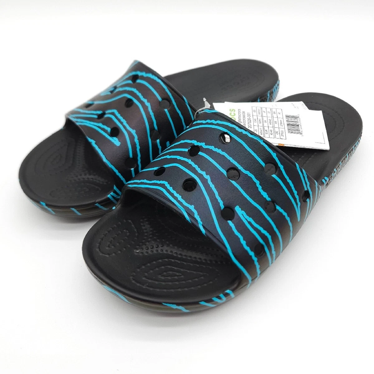 Crocs x Ron English Classic Slide Mens 9 Womens 11 Sandals Flip Flops Black