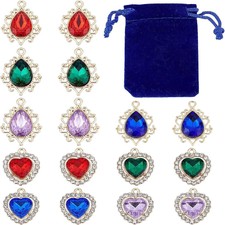 1box 40pcs 8 style Alloy Rhinestone Pendants Heart  Teardrop Mixed color