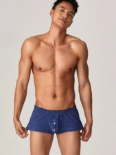 New Men's Sexy Deep Blue Boxer Brief w/Enhanced Contoured Pouch-Gay Interest