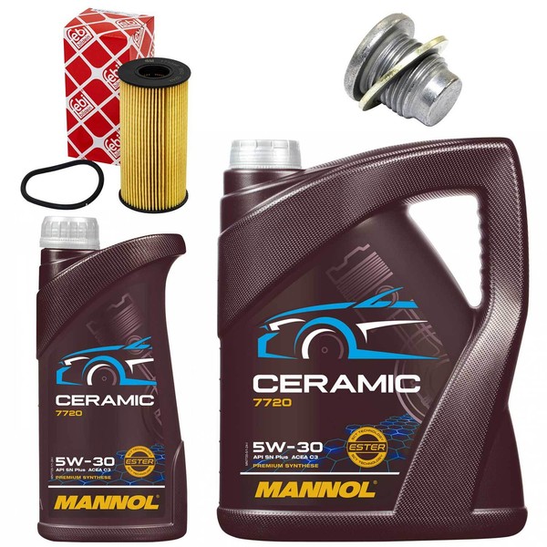 MotoröL Filter Set Mannol 5W-30 6 Liter + Schraube FüR Dacia Nissan Renault Clio-image
