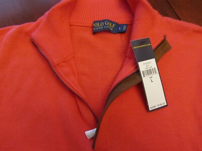 Polo Ralph Lauren 1/4 Zip Golf Sweater Merino Wool Coral NWT Large
