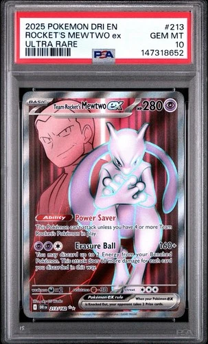 2025 POKEMON DRI EN-DESTINED RIVALS ULTRA RARE TEAM ROCKET'S MEWTWO EX PSA 10