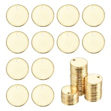 50Pcs Stainless Steel Blank Stamping Tag Charm Pendant 10mm/0.39" Gold