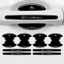 8PCS Black Car Door Handle Bowl Film Sticker Trim Accessories for Mercedes Benz