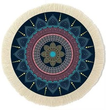 Oriental Rug Style 9 Round Mouse Pad W/Fringe For Gaming or Office