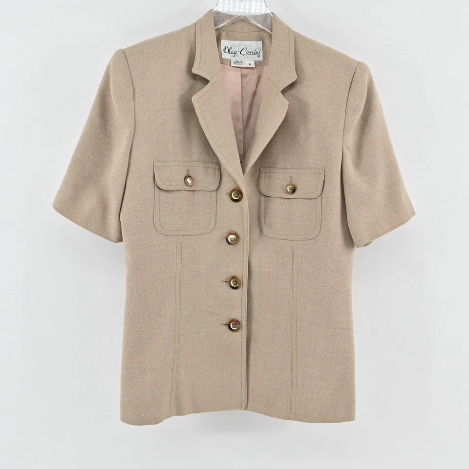 De Colección Oleg Cassini Falda Traje Talla 6 Beige Academia Dinero Antiguo Tranquilo Lujo Carrera Foto 2 de 4