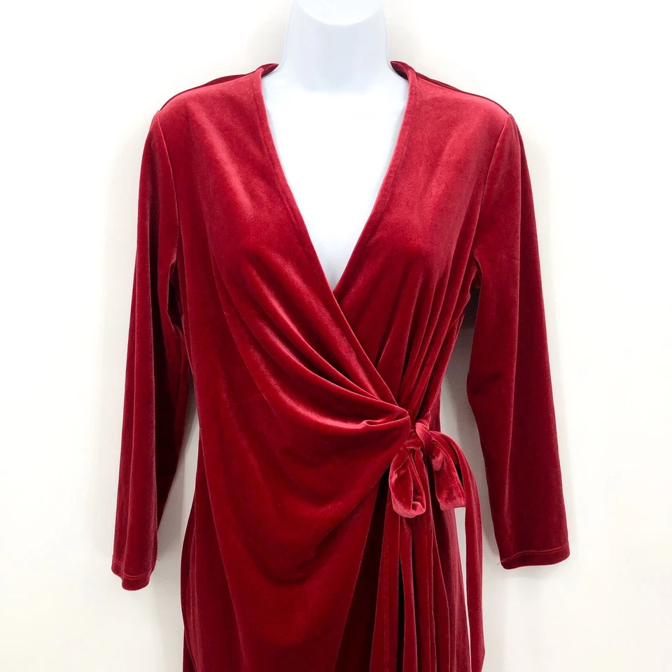 ANNE KLEIN женщин бархата надежном платье маленький Titan красный длинным рукавом с Ярлыками - Изображение 4 из 4