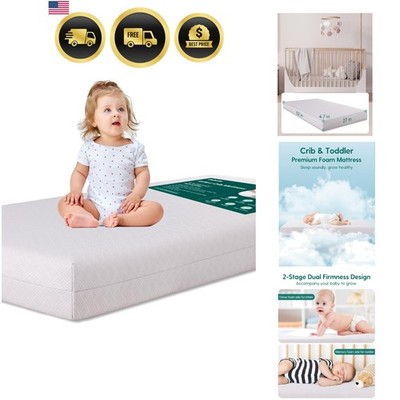 Memory Foam Crib Mattress Toddler Dual-Side Waterproof Cover Safe Baby Bed