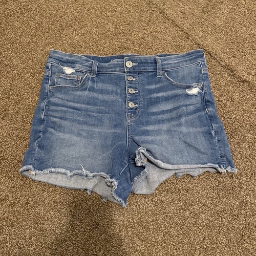 American Eagle Next Level Stretch Women’s High Rise Cut Off Denim Shorts 16 Blue