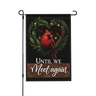 Cardinal Memorial Garden Flag Until We Meet Again Red Bird Heart Wreath 12x18 in