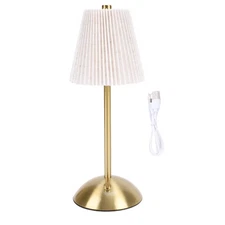 2-Small Pleated Table Lamp Iron Fabric Lighting Bedside Nightstand Desk Lamp