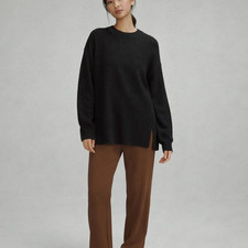 Lululemon Merino Wool Blend Ribbed Knit Sweater Black Size 4 W3GKAS Crewneck