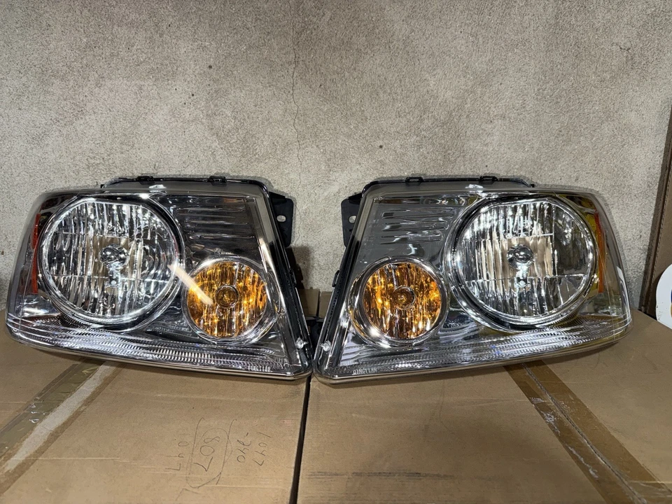 04-08 Ford F150 Clear Amber Headlights Pair NEW F-150 2004 2005 2006 2007 2008 - Imagem 4 de 4