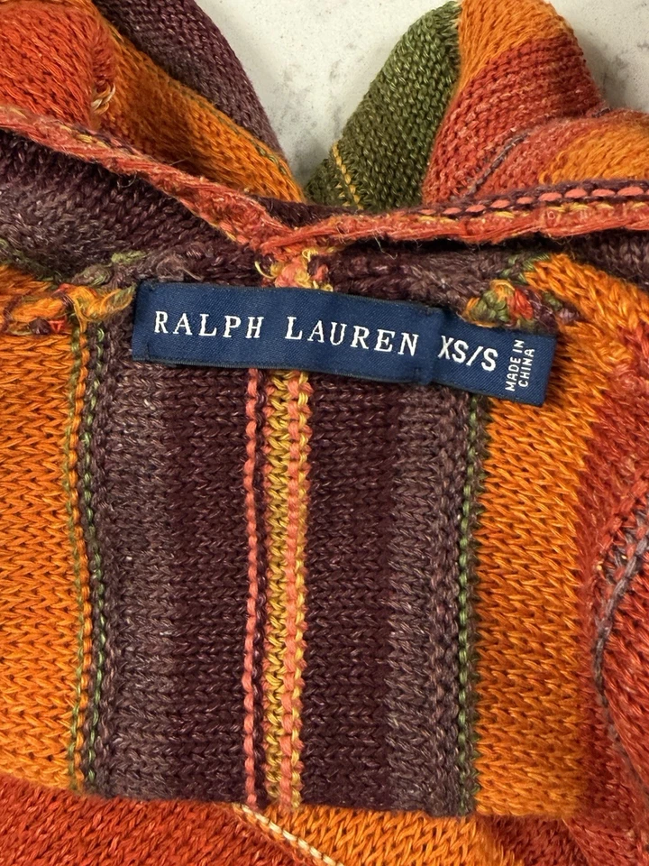 Ralph Lauren Serape Indian Tribal Blue Label Poncho Linen Silk Blend Size XS/S - Image 2 of 4