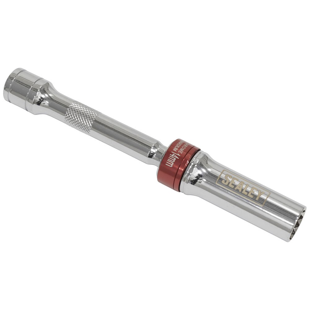 Sealey Spark Plug Socket + Universal Joint 14mm 3/8""SqDrive 12Point 150mm