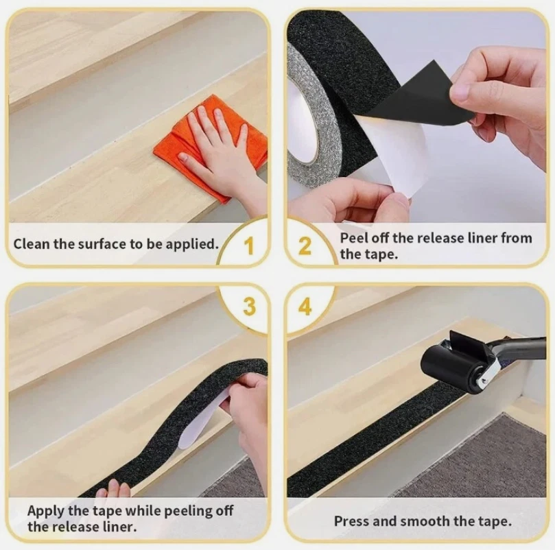 Anti Slip Non Skid High Traction Safety Grit Grip Tape Strips Self Adhesive Back image 4