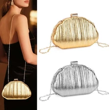Women Evening Clutch Bag Shell Shape Handbag Bridal Wedding Cocktail Party Purse