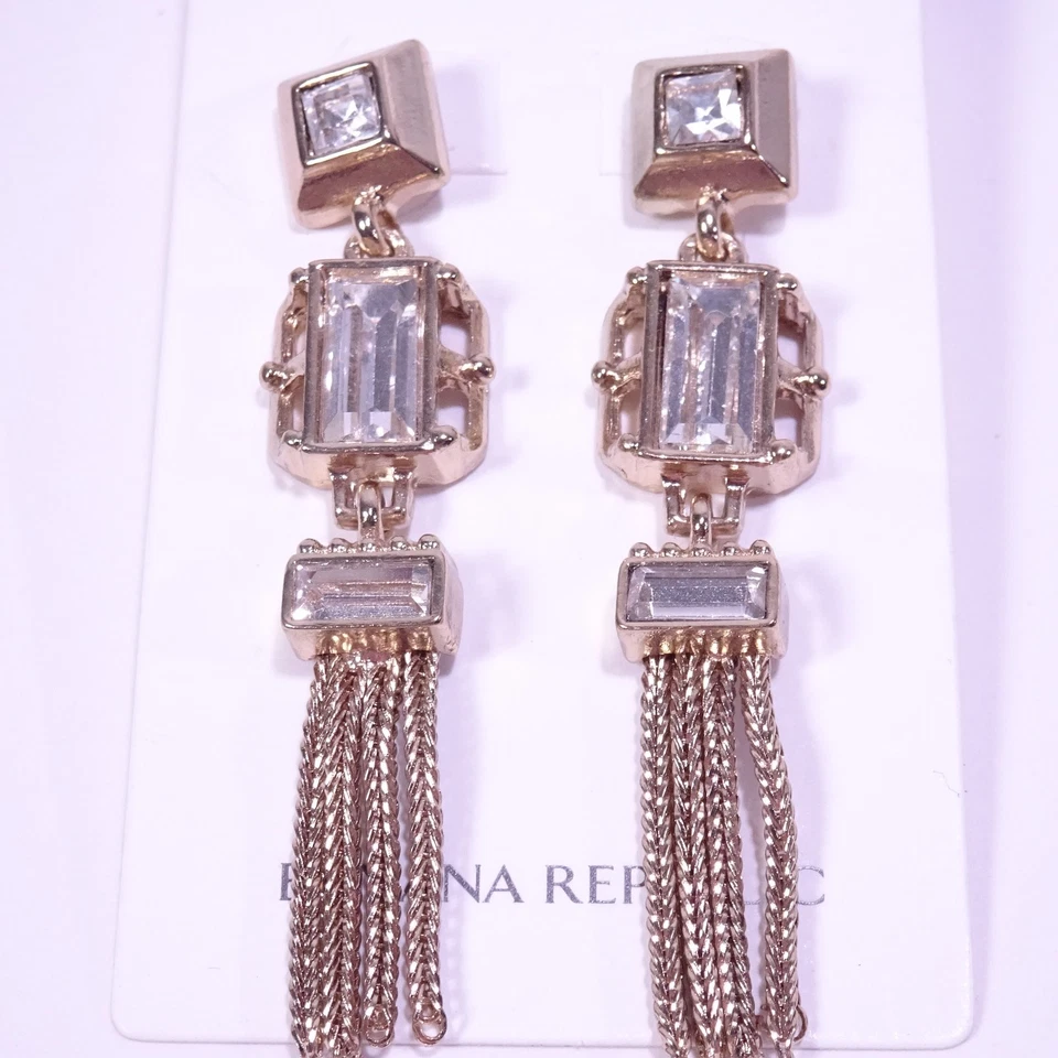 Pendientes colgantes de cristal con flecos baguette Banana Republic para mujer nuevos con etiquetas 68 Foto 2 de 4