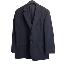 Stafford Mens Navy Blue 100 Pure New Wool Herringbone Blazer Sport Coat 42R