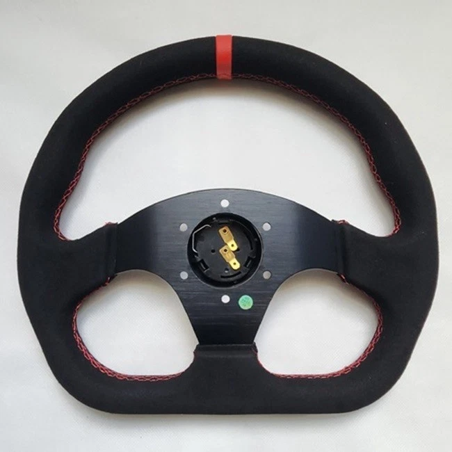 Volante deportivo callejero OMP cuero gamuza negro forma D 320 mm 12,5 pulgadas BSLRR Foto 3 de 4