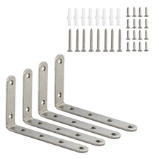 L Bracket Stainless Steel Corner Braces Heavy Duty Shelf Support 5x3 In 4 Pack