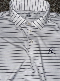 Rhoback Short Sleeve Polo Striped Stretch Performance Shirt Size Large