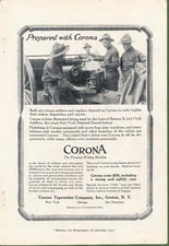 Magazine Ad - 1916 -Corona Typewriters - World War I