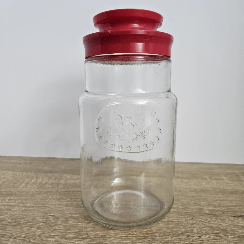 Tarro Anchor Hocking 1776 ELECCIÓN 1976 ÁGUILA BICENTENARIA, con tapa roja 8" L Foto 3 de 4